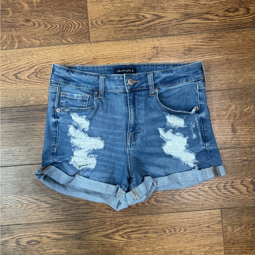 Aeropostale Ripped Cuffed Jean Shorts